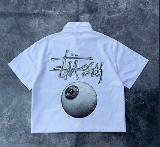 Western White Oversized Eyeball Graphic Shirt – Premium Streetwear Edition