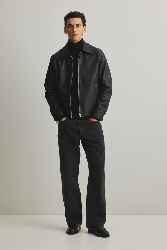 Men’s Black Boxy Leather Jacket – Premium Urban Street Style (Oversized Fit)
