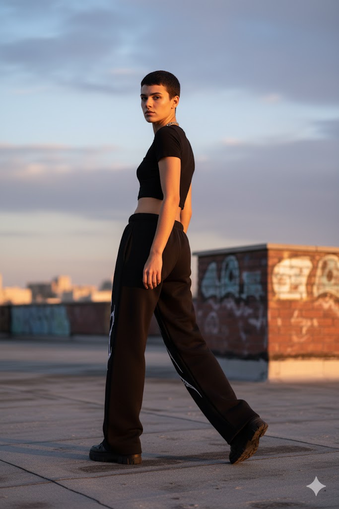Jet Black Heavyweight Baggy Cotton Bottoms | Premium Streetwear by WesternVibe®