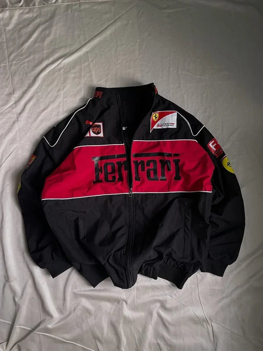 Black Ferrari F1 Racing Jacket for Men | Premium Formula 1 Style – Western Vibe
