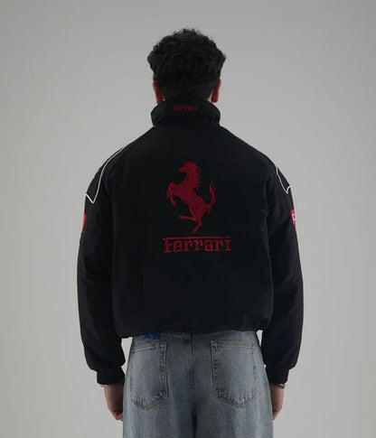 Black Ferrari Embroidered Jacket – Premium Unisex Racing Style | Westernvibe