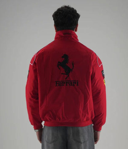 Red Ferrari Embroidered Jacket – Premium Unisex Racing Style | Westernvibe