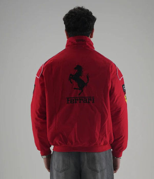 Red Ferrari Embroidered Jacket – Premium Unisex Racing Style | Westernvibe