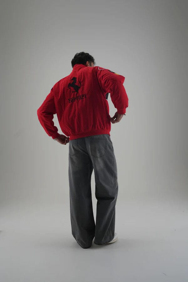 Red Ferrari Embroidered Jacket – Premium Unisex Racing Style | Westernvibe
