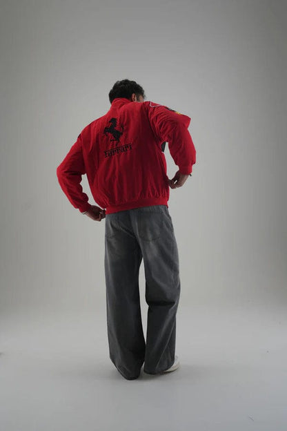 Red Ferrari Embroidered Jacket – Premium Unisex Racing Style | Westernvibe
