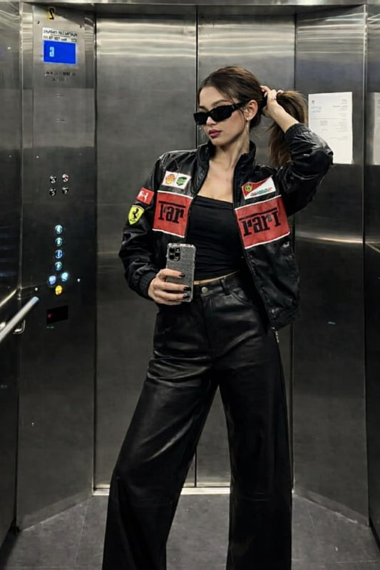 Black Ferrari F1 Leather Jacket – Racing Style Jacket | Westernvibe