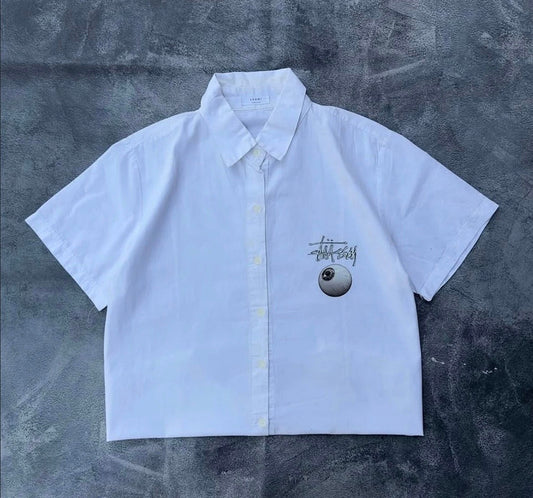 Western White Oversized Eyeball Graphic Shirt – Premium Streetwear Edition