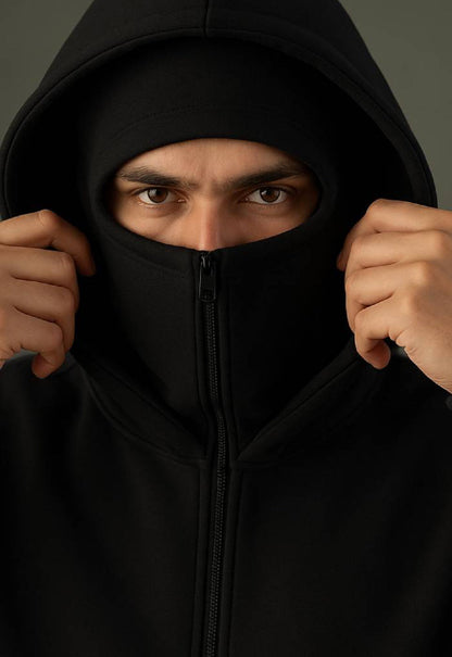 Balaclava Layered Double Zip Hoodie | Streetwear Hoodie by WesternVibe®