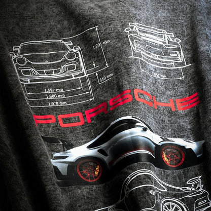 Oversized Porsche 911 Acid Wash T-Shirt – Premium Streetwear Tee for Men & Women