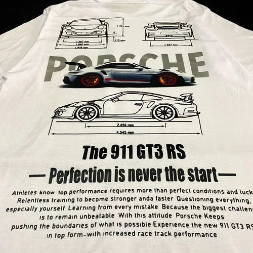 White Porsche Oversized T-Shirt – Premium Graphic Streetwear Tee for Men & Women