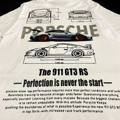 White Porsche Oversized T-Shirt – Premium Graphic Streetwear Tee for Men & Women