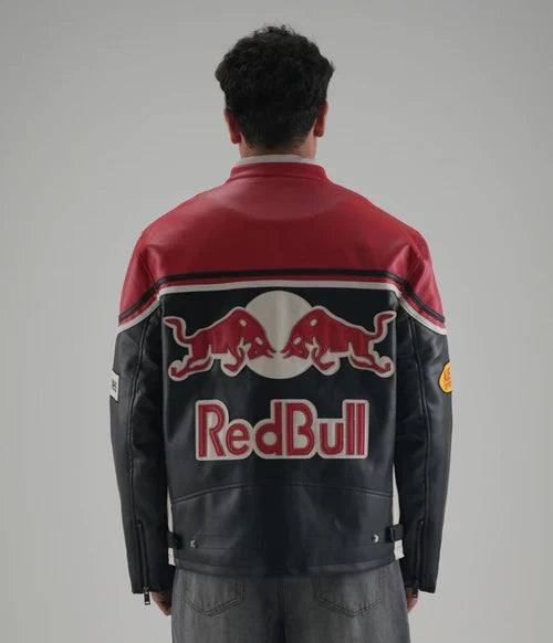 Red Bull Racing Leather Jacket – Premium Motorsport Streetwear by WesternVibe®