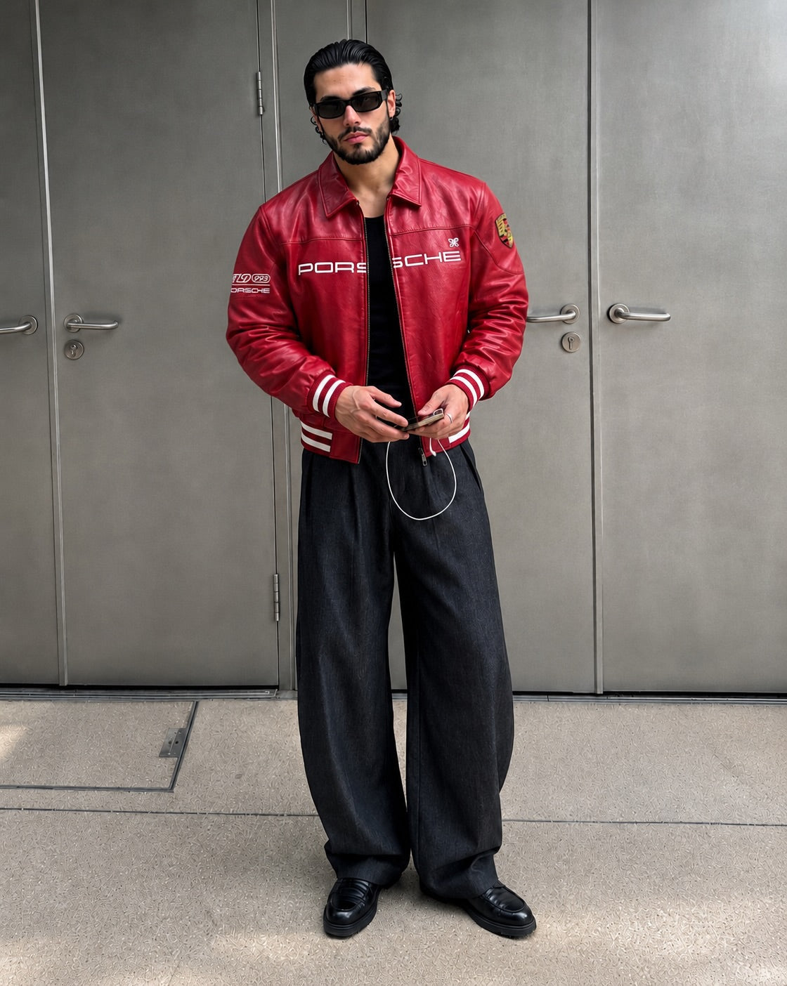 Red Porsche Premium Faux Leather Jacket for Men & Women | Unisex Racing Leather Jacket