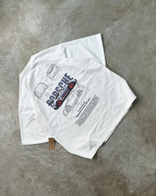 White Porsche Oversized T-Shirt – Premium Graphic Streetwear Tee for Men & Women