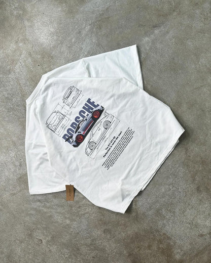 White Porsche Oversized T-Shirt – Premium Graphic Streetwear Tee for Men & Women