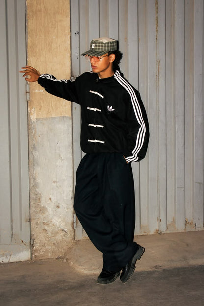 Black CNY Suede Knot Jacket – Oversized Unisex Streetwear