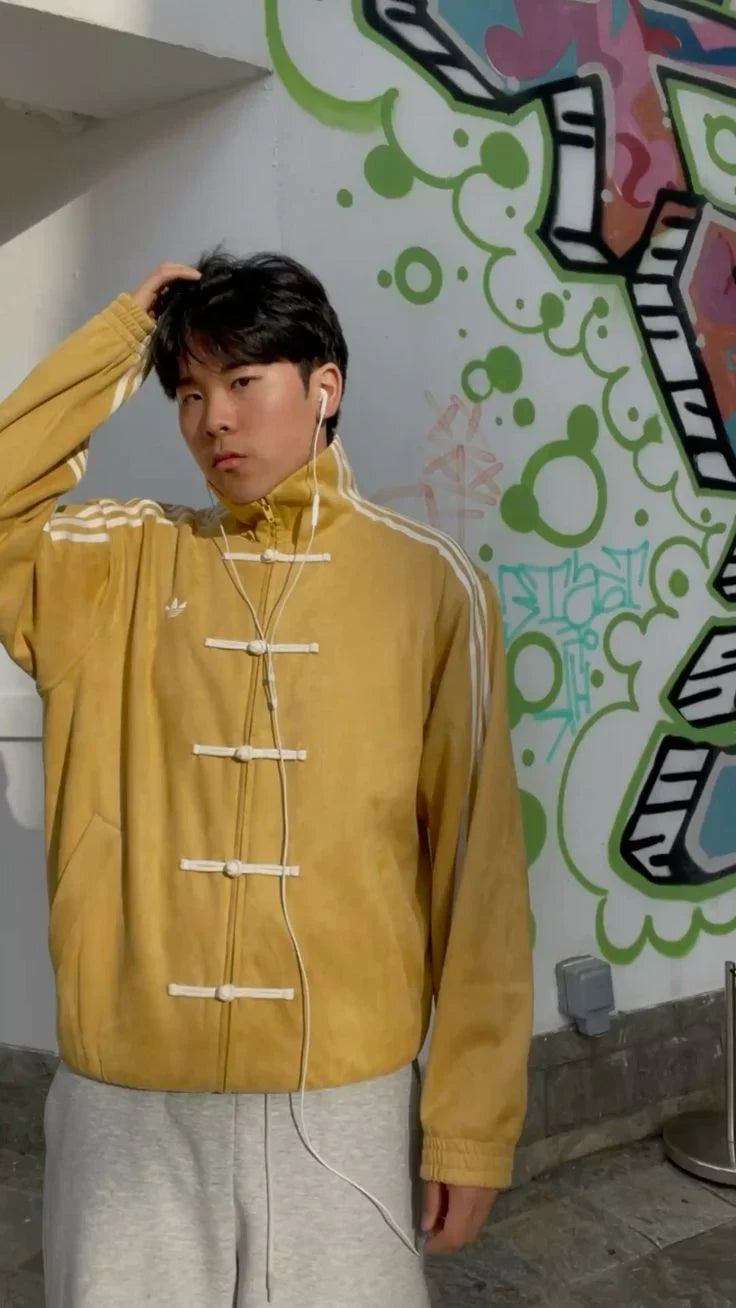 Yellow CNY Suede Jacket – Oversized Unisex Chinese-Inspired Streetwear