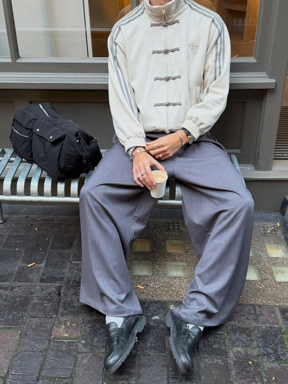 Cream CNY Suede Jacket – Chinese-Inspired Unisex Streetwear