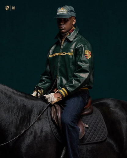 Porsche Vintage Leather Racing Jacket – Retro Motorsport Statement | WesternVibe®