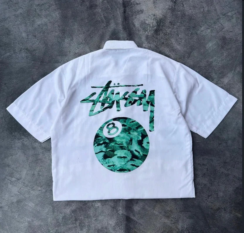 White 8 Ball Graphic Oversized Shirt – Streetwear Edition