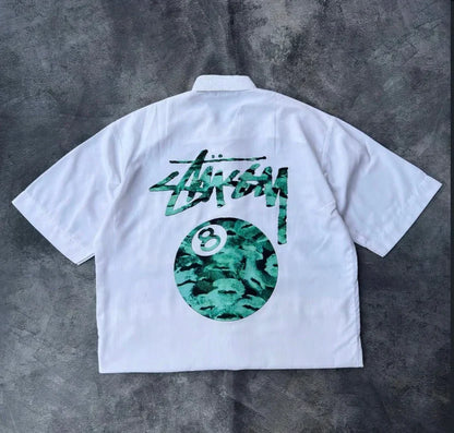 White 8 Ball Graphic Oversized Shirt – Streetwear Edition