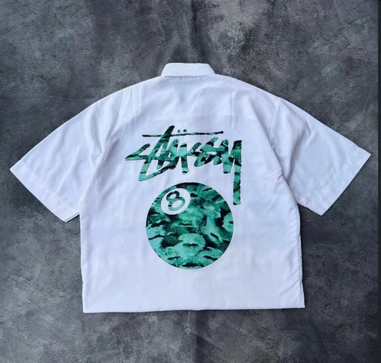 White 8 Ball Graphic Oversized Shirt – Streetwear Edition