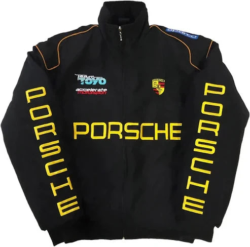 Porsche-Style Embroidered Motorsport Racing Jacket – Bold Design, Premium Comfort | WesternVibe®