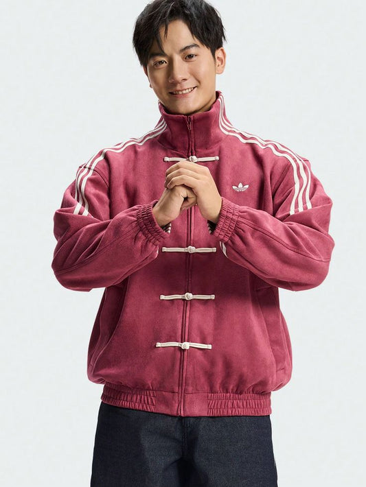 Maroon CNY Suede Knot Jacket – Oversized Unisex Streetwear