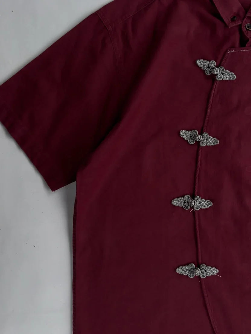 Imperial Crimson Oversized Shirt – Premium Korean Streetwear Edition