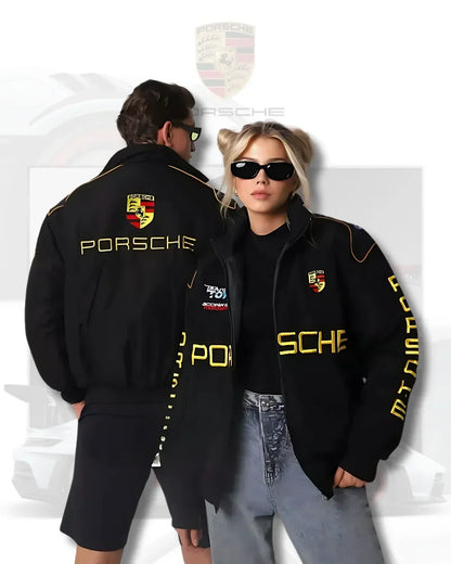 Porsche-Style Embroidered Motorsport Racing Jacket – Bold Design, Premium Comfort | WesternVibe®