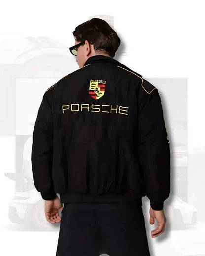 Porsche-Style Embroidered Motorsport Racing Jacket – Bold Design, Premium Comfort | WesternVibe®