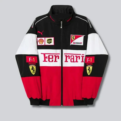 Ferrari F1 Racing Jacket for Men – Formula 1 Motorsport Track Jacket in Red and White