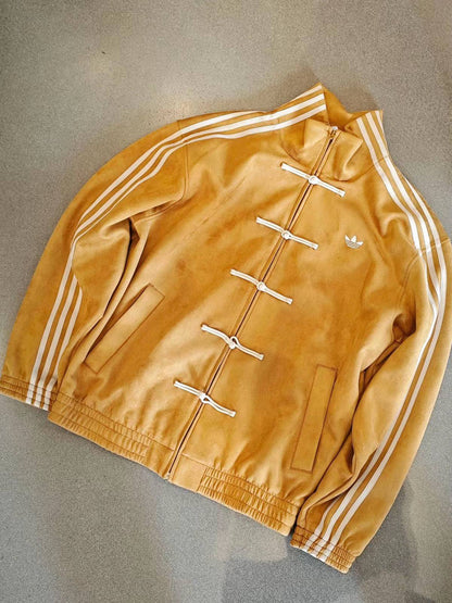 Yellow CNY Suede Jacket – Oversized Unisex Chinese-Inspired Streetwear
